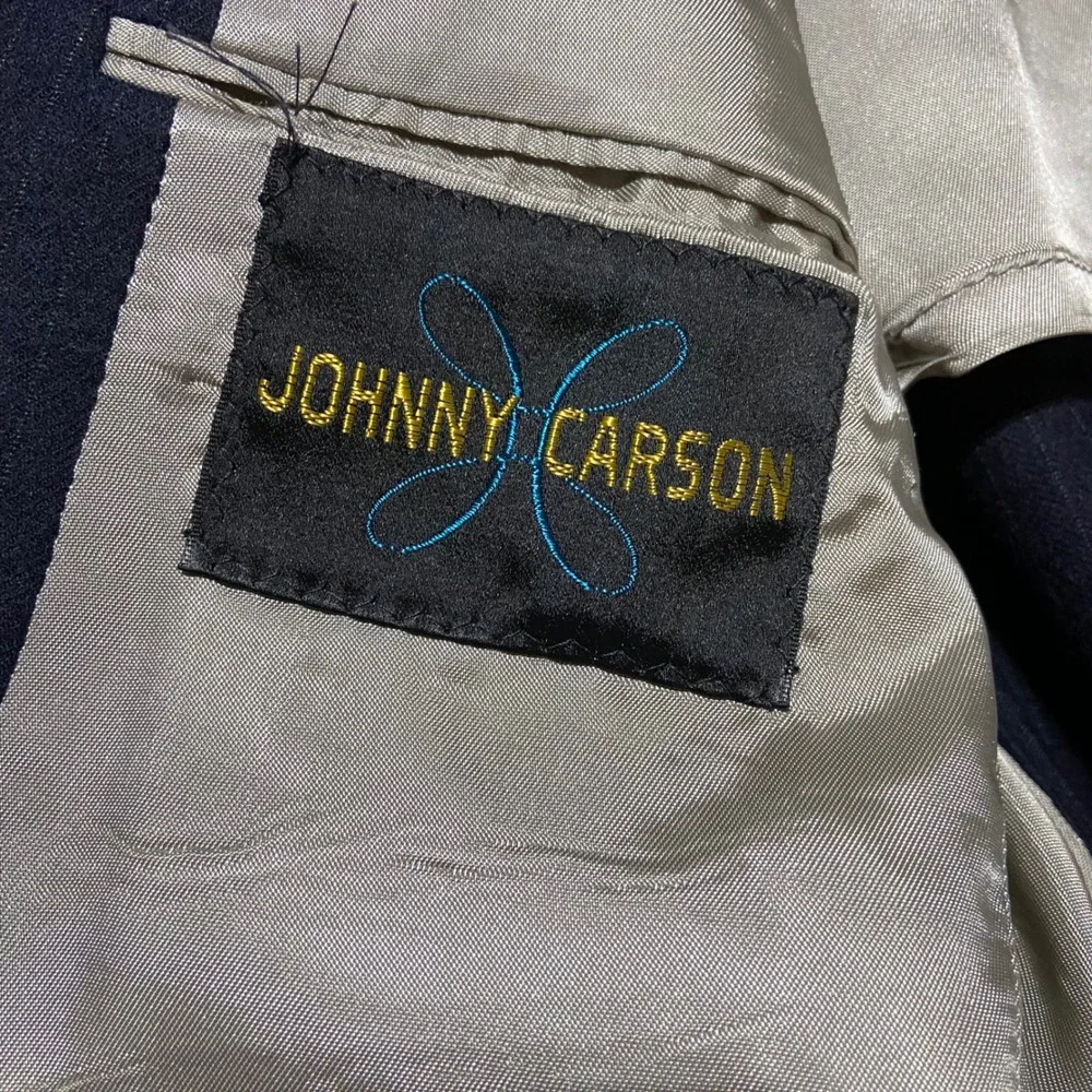 Johnny Carson Vintage Mens‎ Blue Pinstripe Pure Wool 2 Button Sport Coat 39R